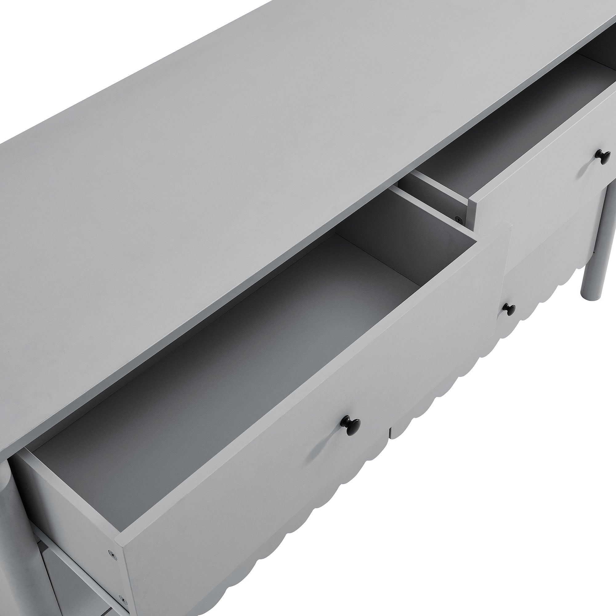 Emmeline Scalloped 6-Drawer Dresser - Light Gray