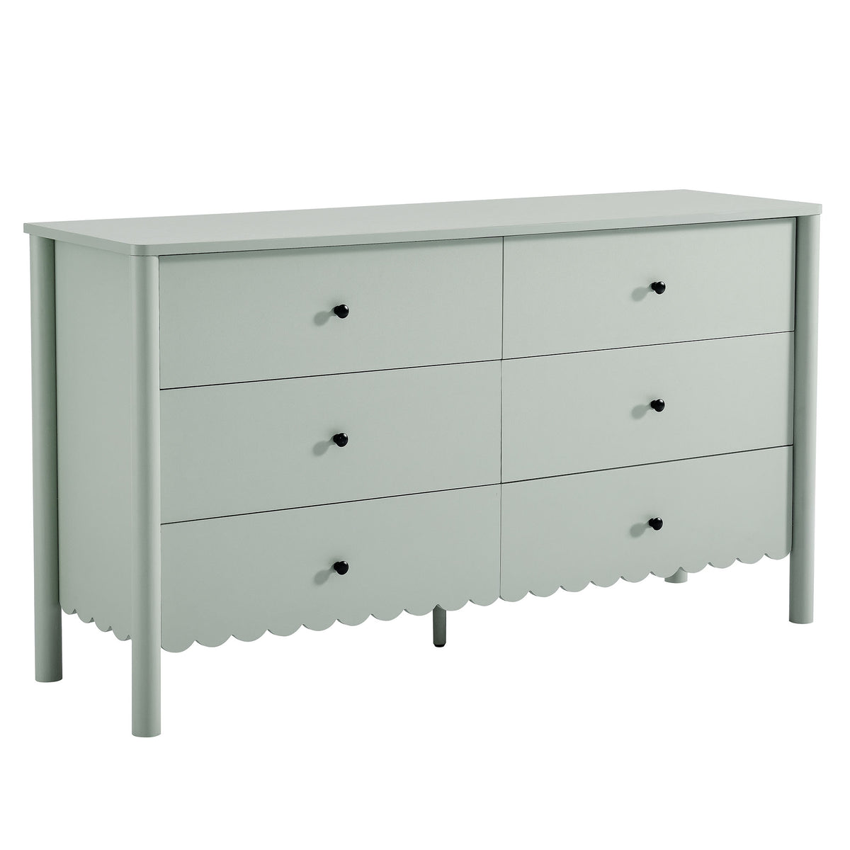 Emmeline Scalloped 6-Drawer Dresser - Sage