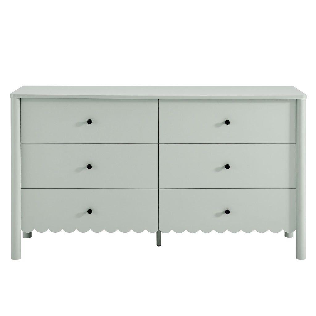 Emmeline Scalloped 6-Drawer Dresser - Sage