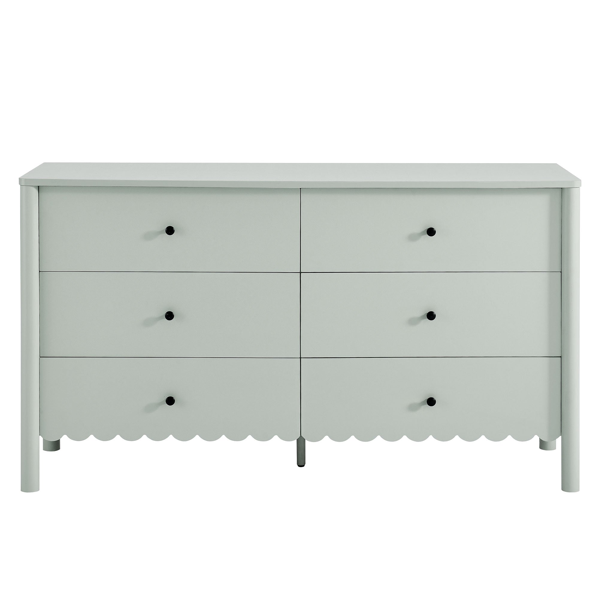 Emmeline Scalloped 6-Drawer Dresser - Sage