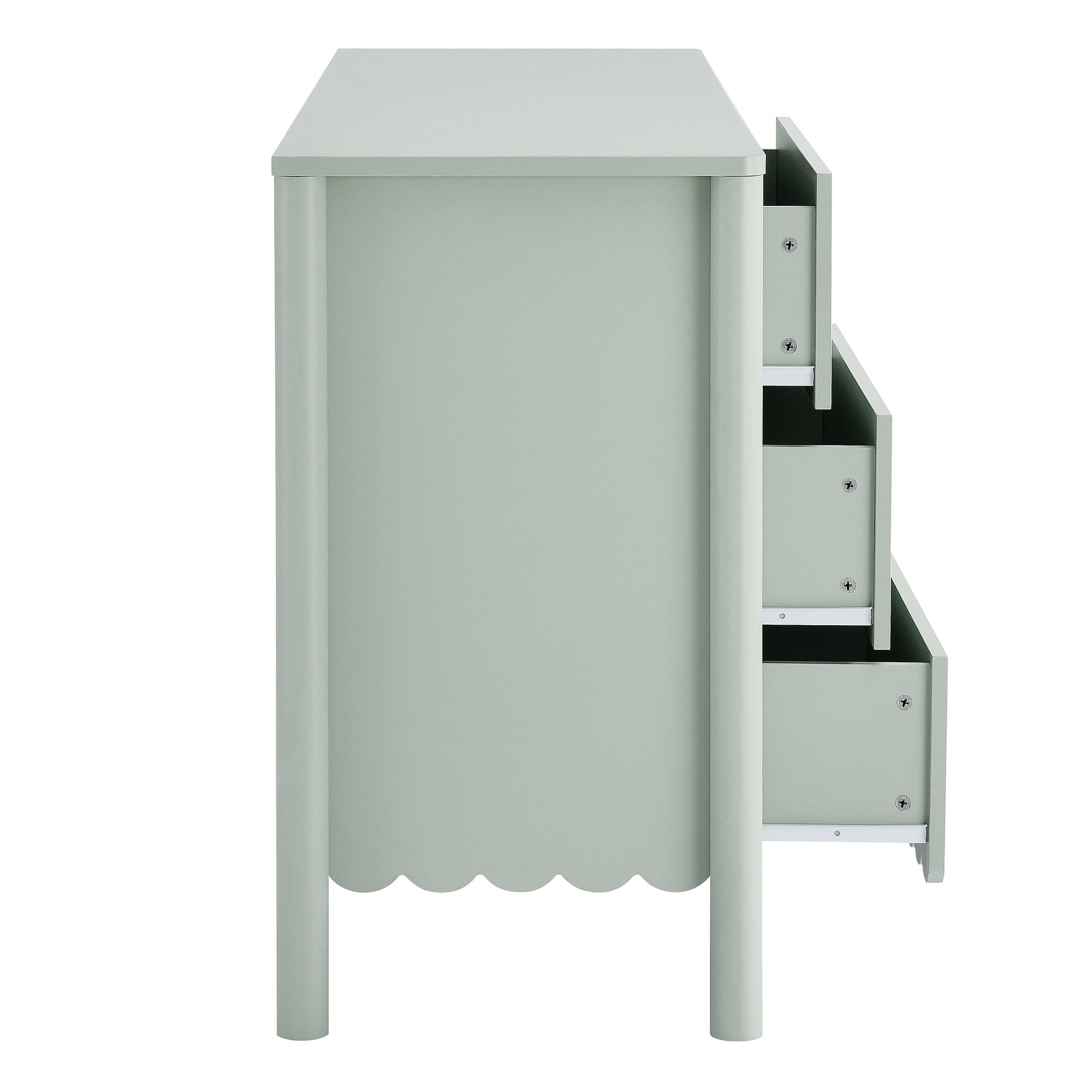 Emmeline Scalloped 6-Drawer Dresser - Sage