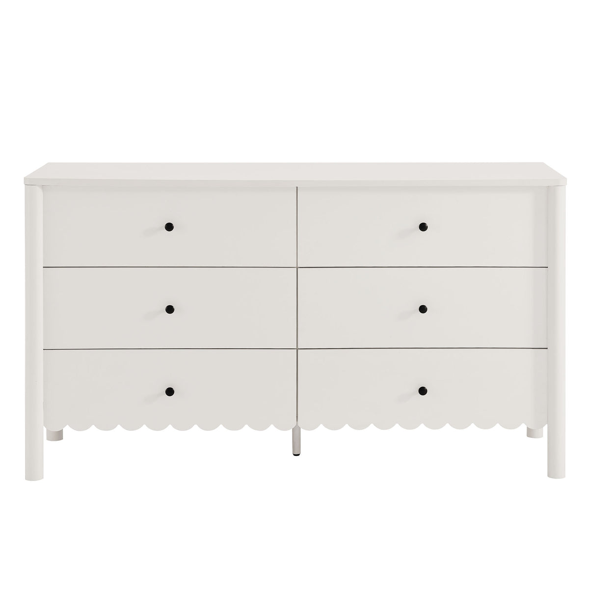 Emmeline Scalloped 6-Drawer Dresser - White