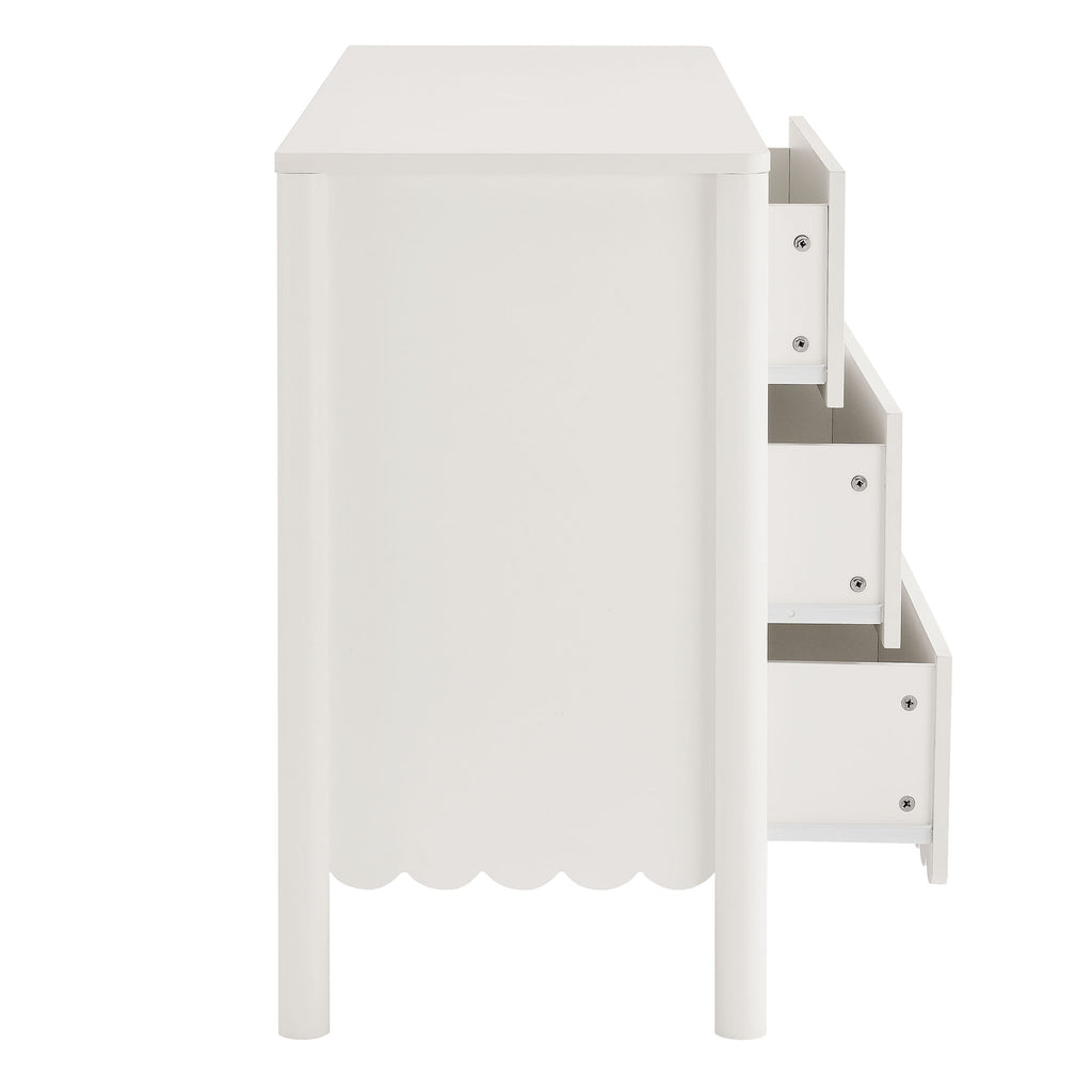Emmeline Scalloped 6-Drawer Dresser - White
