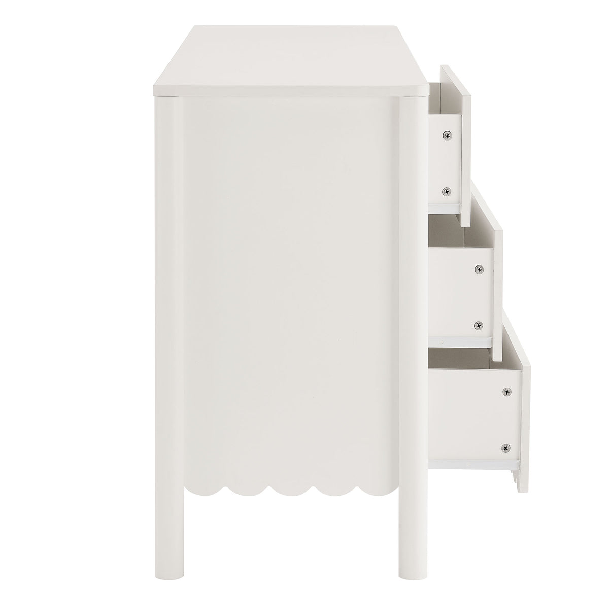 Emmeline Scalloped 6-Drawer Dresser - White