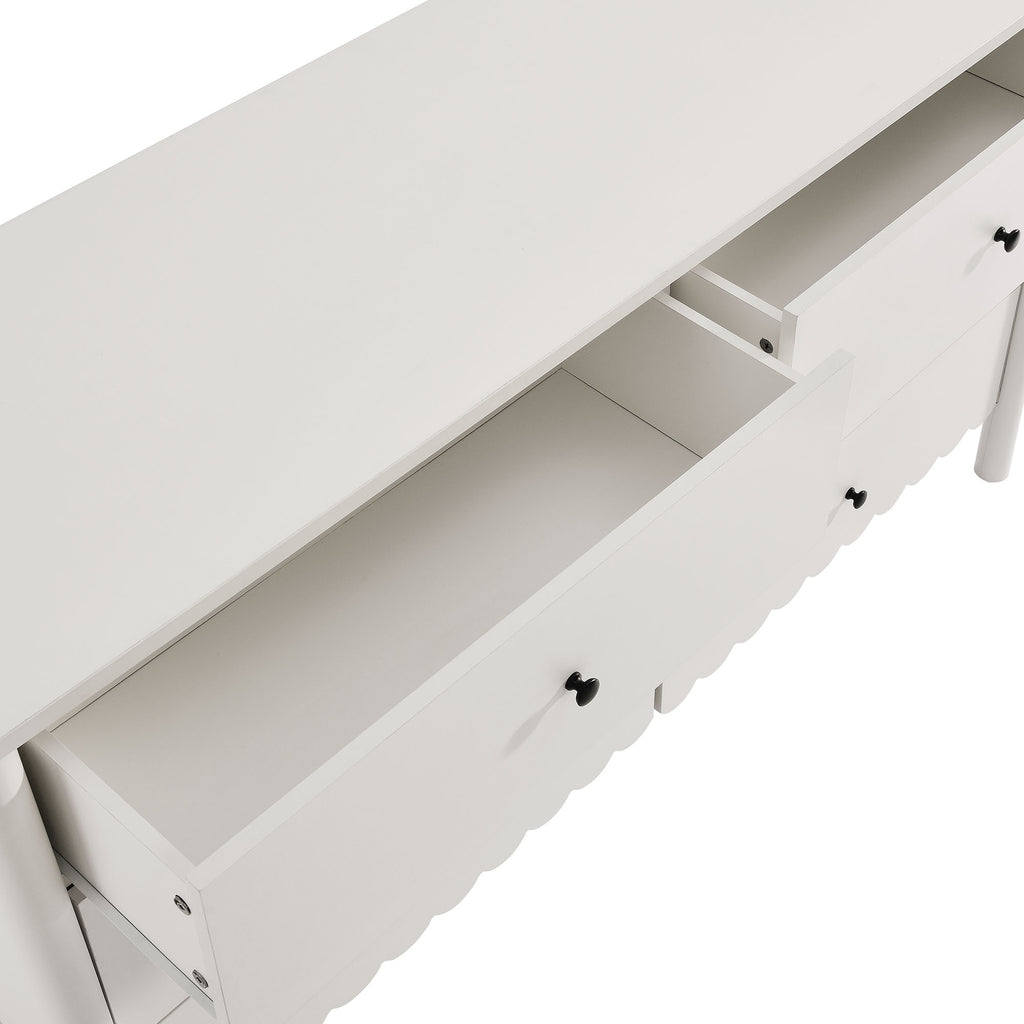 Emmeline Scalloped 6-Drawer Dresser - White