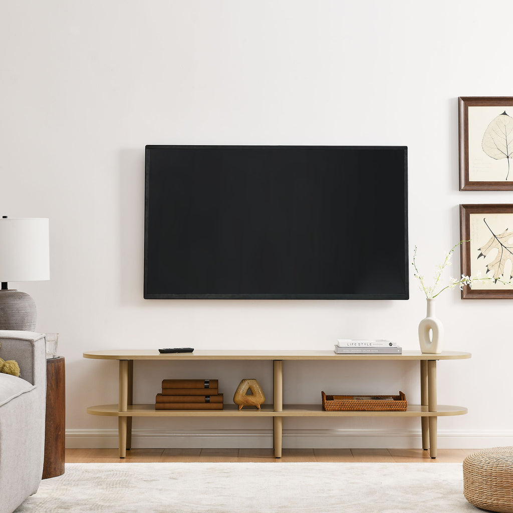 Torus Oval Wood TV Stand - Light Oak