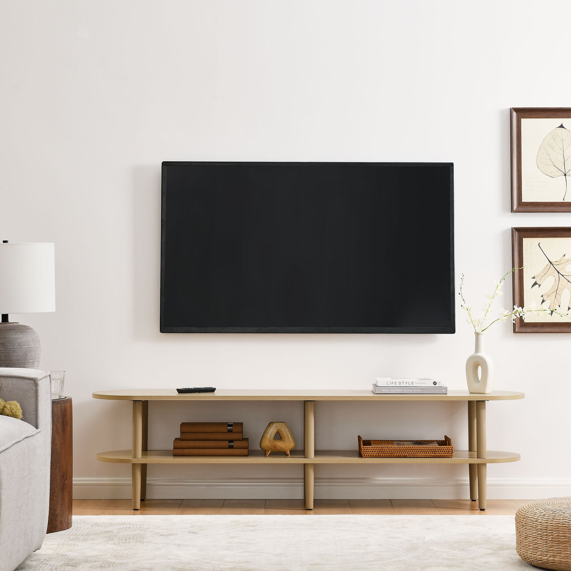 Torus Oval Wood TV Stand - Light Oak