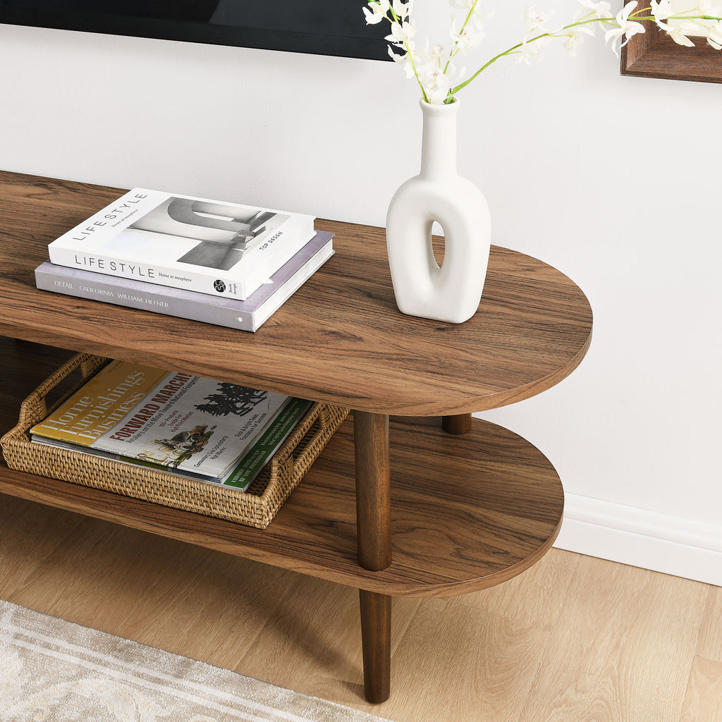 Torus Oval Wood TV Stand - Walnut