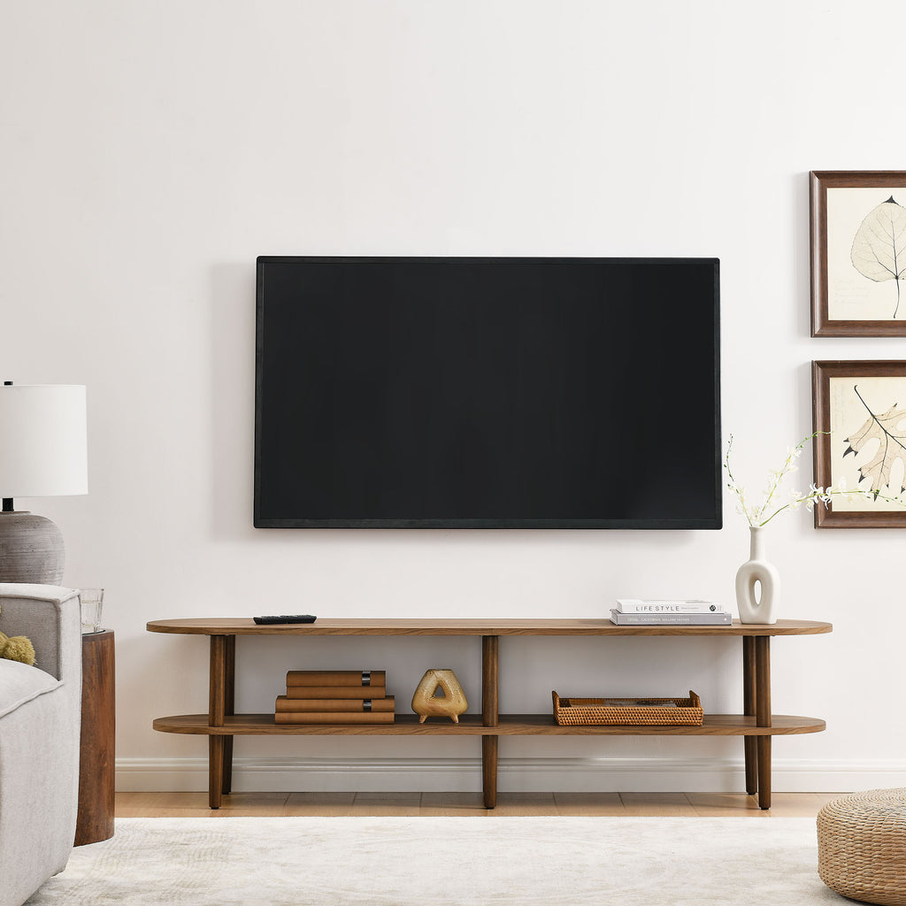Torus Oval Wood TV Stand - Walnut