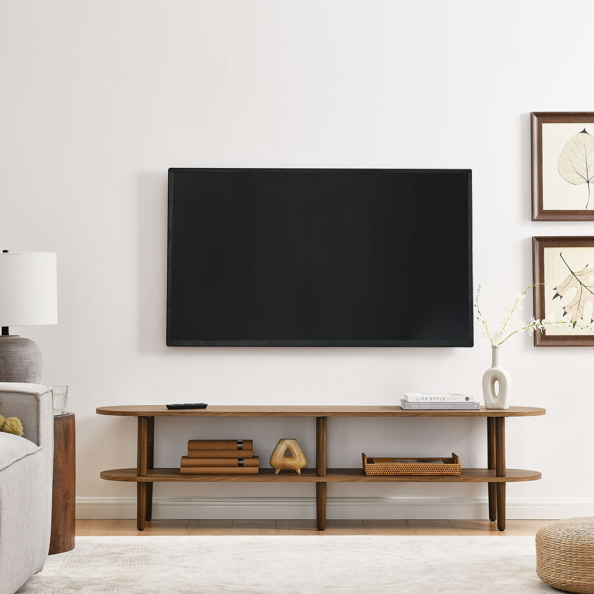 Torus Oval Wood TV Stand - Walnut