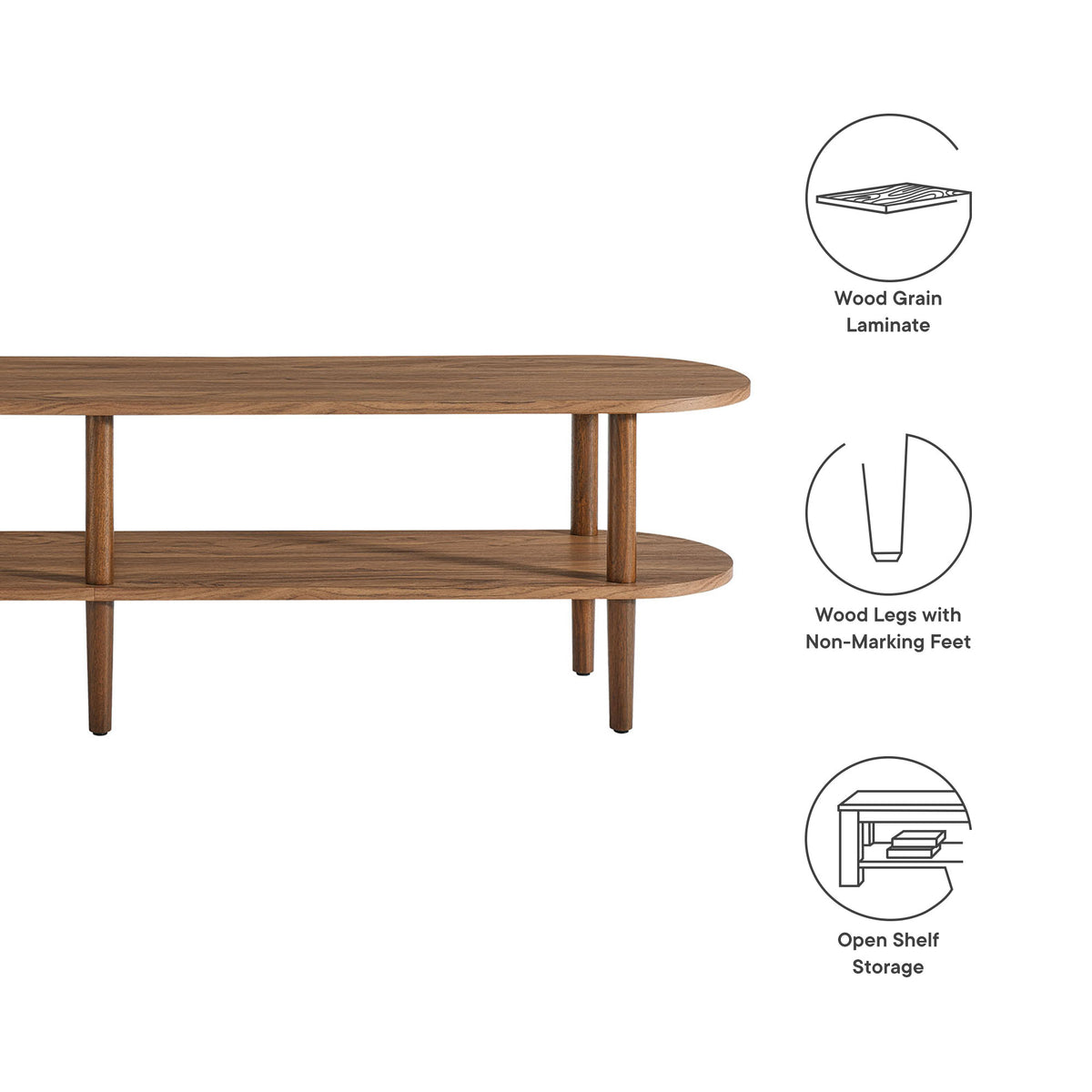 Torus Oval Wood TV Stand - Walnut