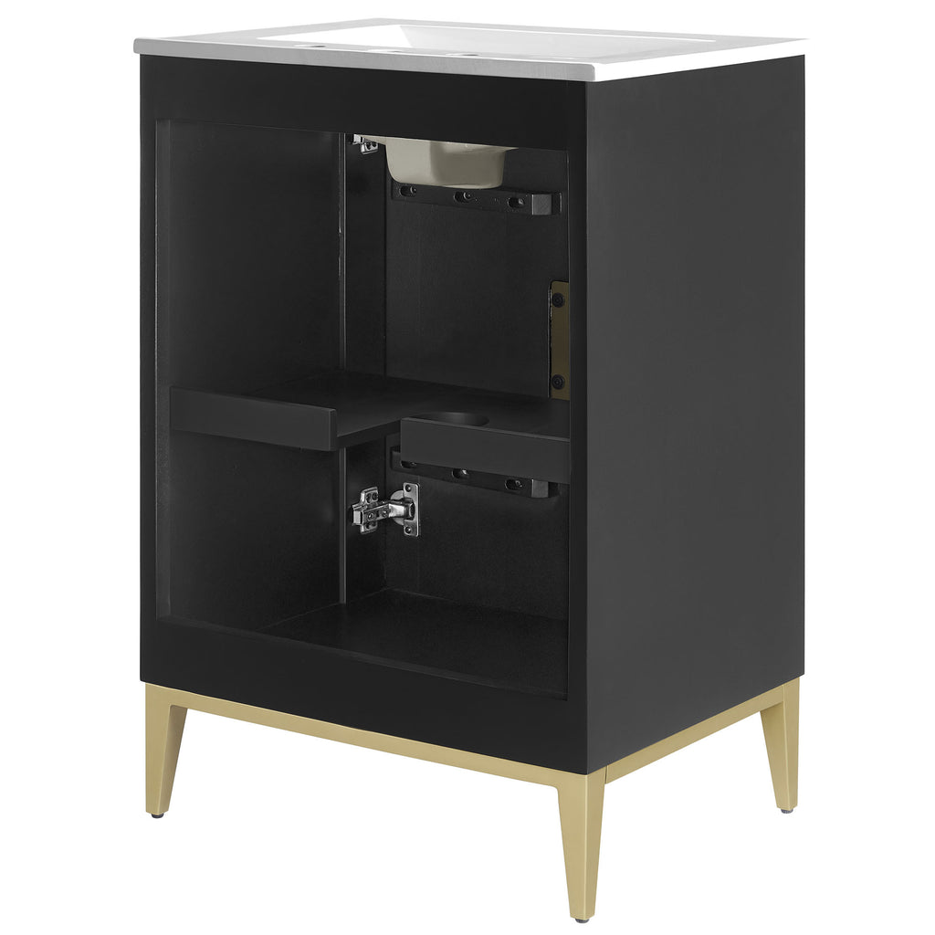 Beau 24" Wood Bathroom Vanity with Basin - White Black