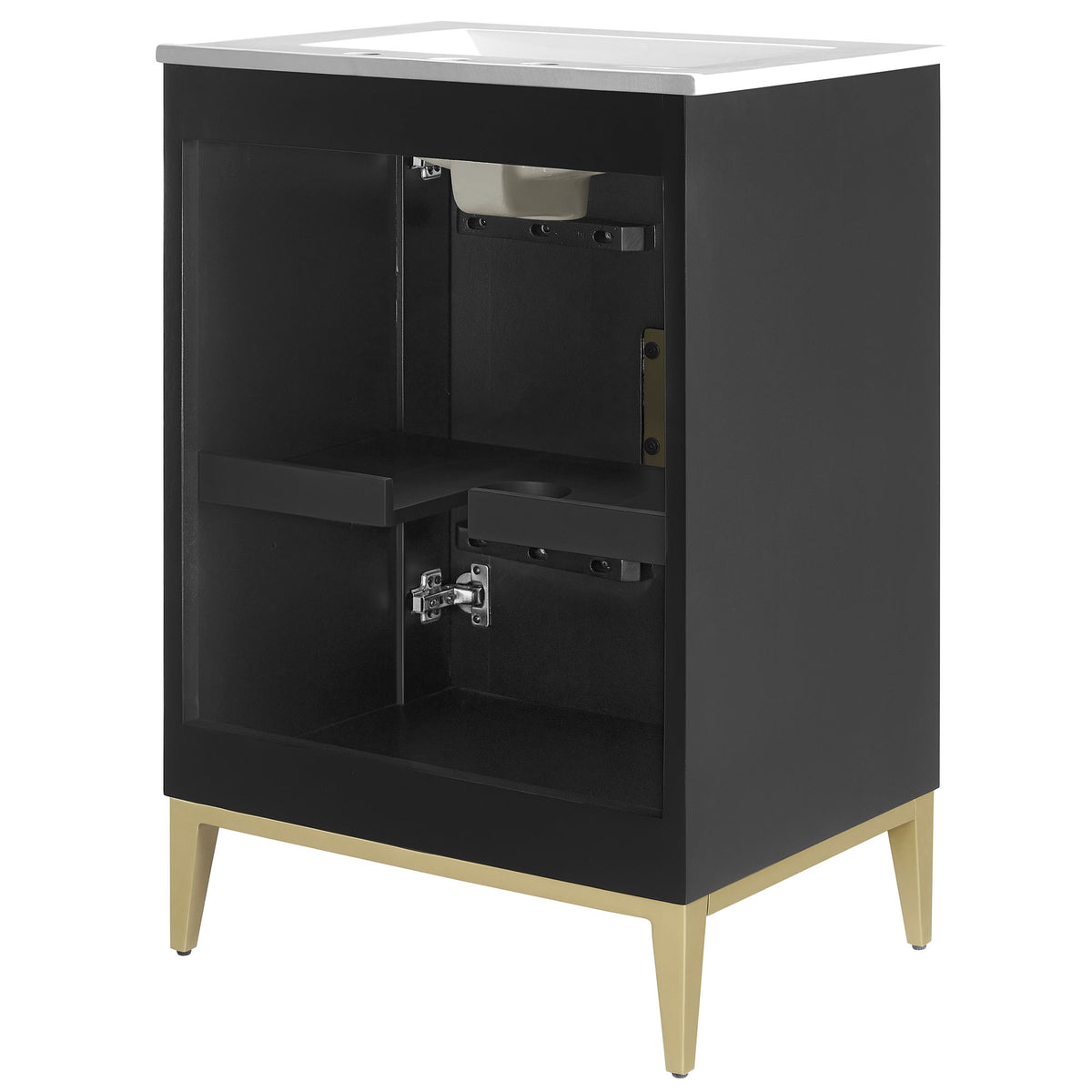 Beau 24" Wood Bathroom Vanity with Basin - White Black