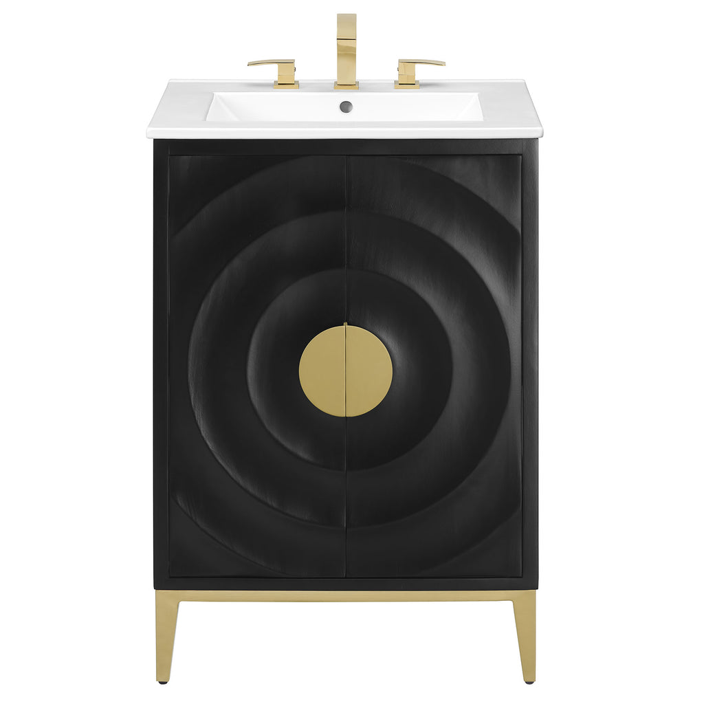 Beau 24" Wood Bathroom Vanity with Basin - White Black