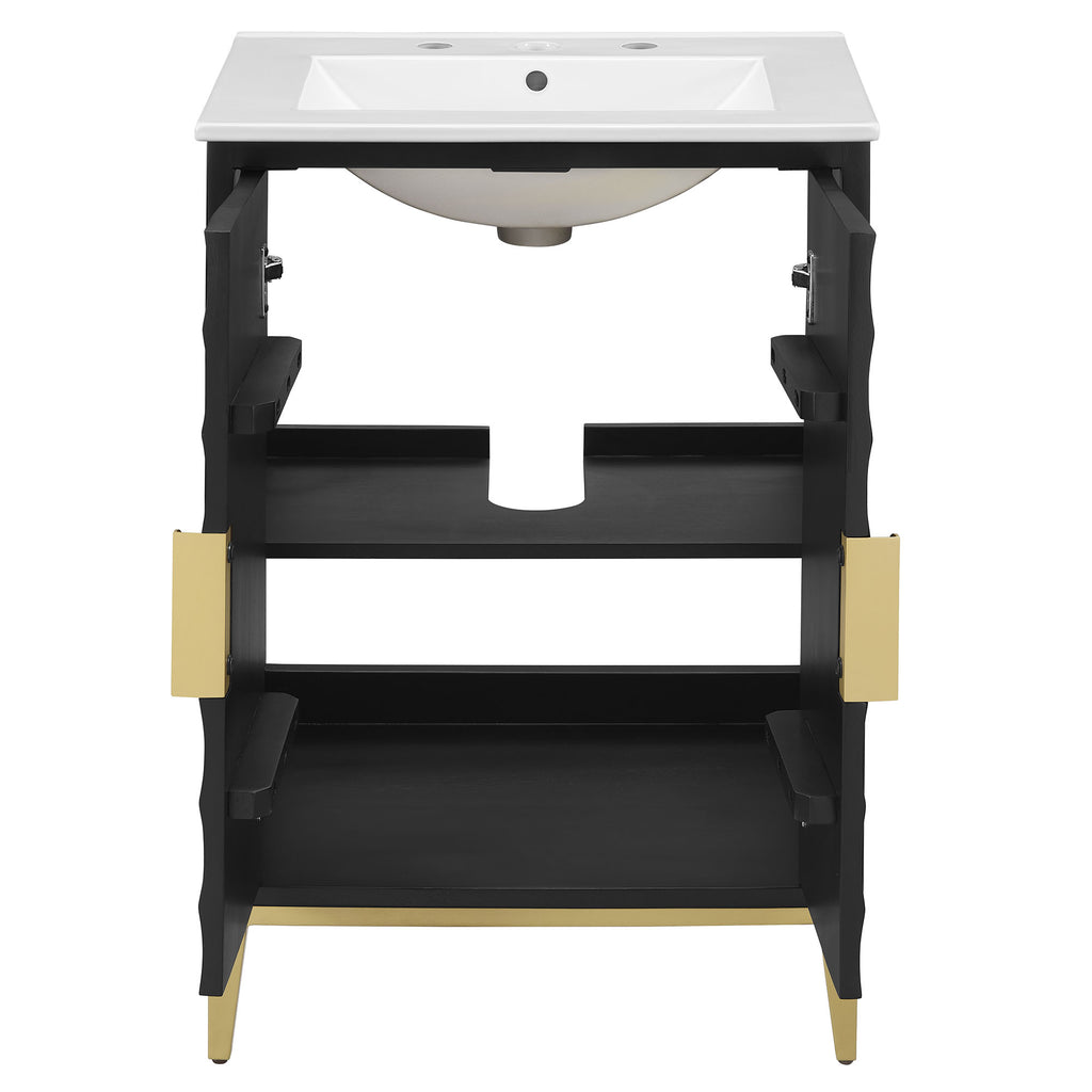 Beau 24" Wood Bathroom Vanity with Basin - White Black