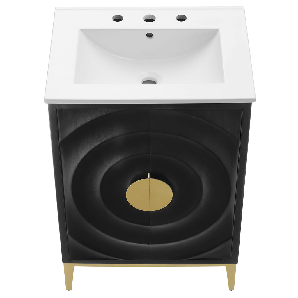 Beau 24" Wood Bathroom Vanity with Basin - White Black