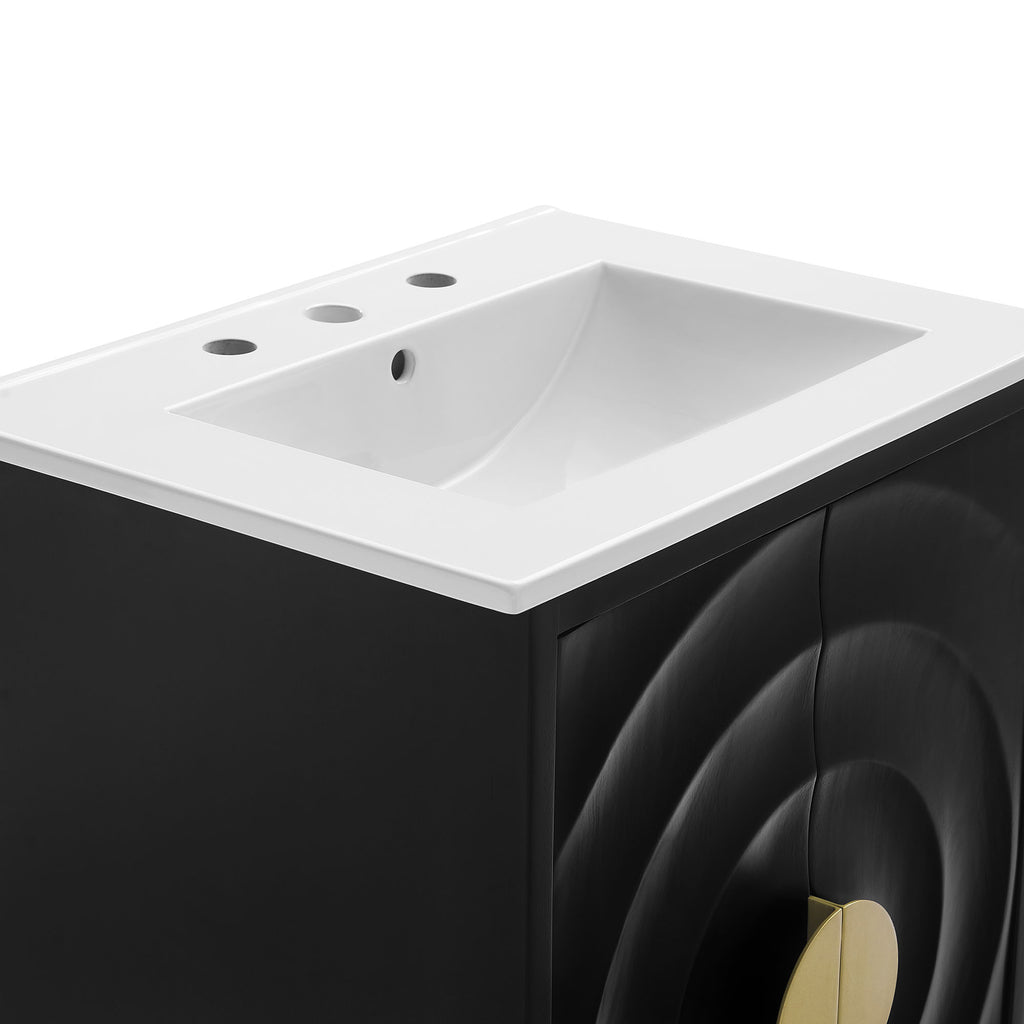 Beau 24" Wood Bathroom Vanity with Basin - White Black