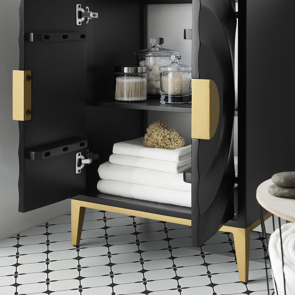 Beau 24" Wood Bathroom Vanity with Basin - White Black