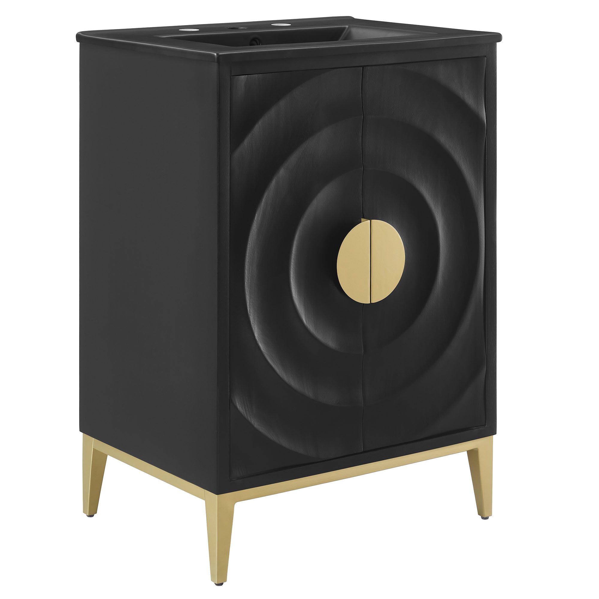 Beau 24" Wood Bathroom Vanity with Basin - Black Black