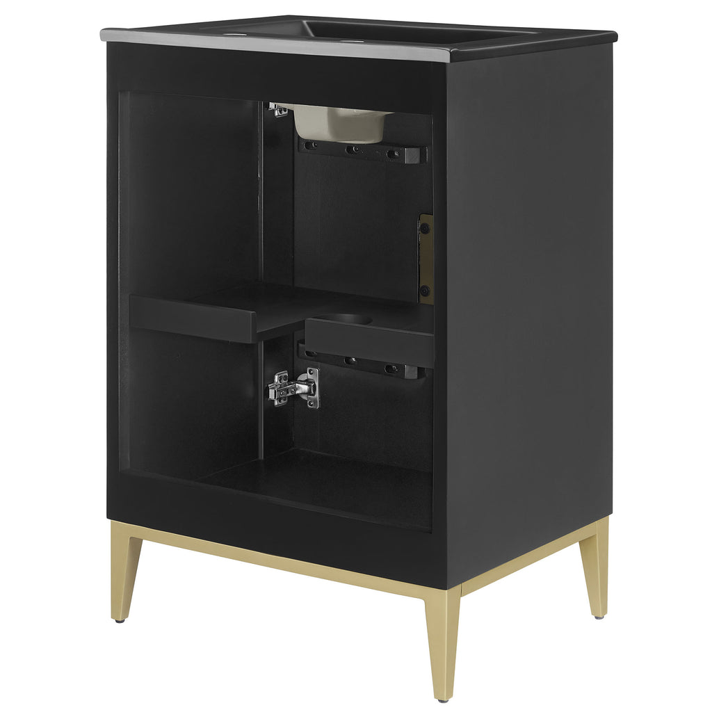Beau 24" Wood Bathroom Vanity with Basin - Black Black