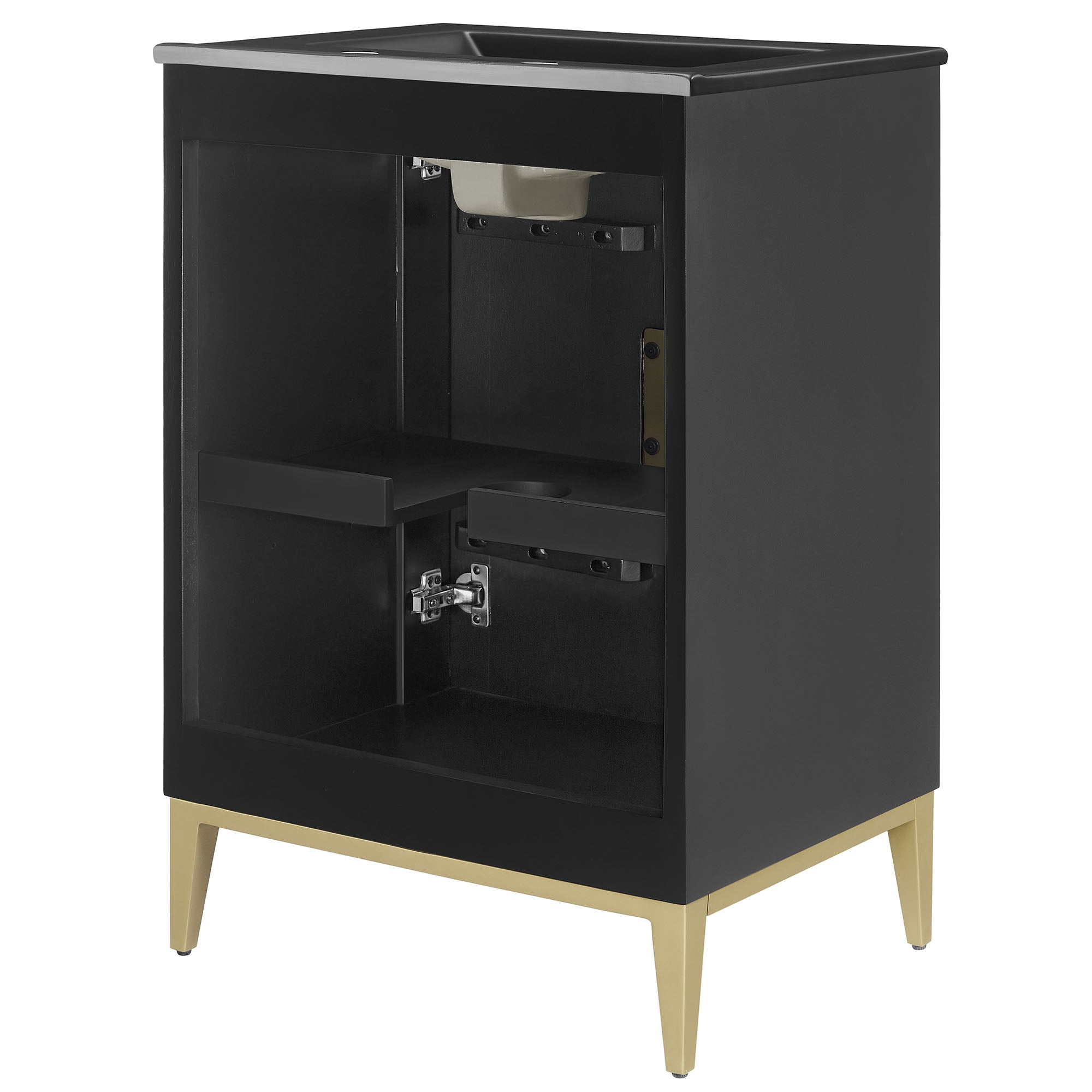 Beau 24" Wood Bathroom Vanity with Basin - Black Black