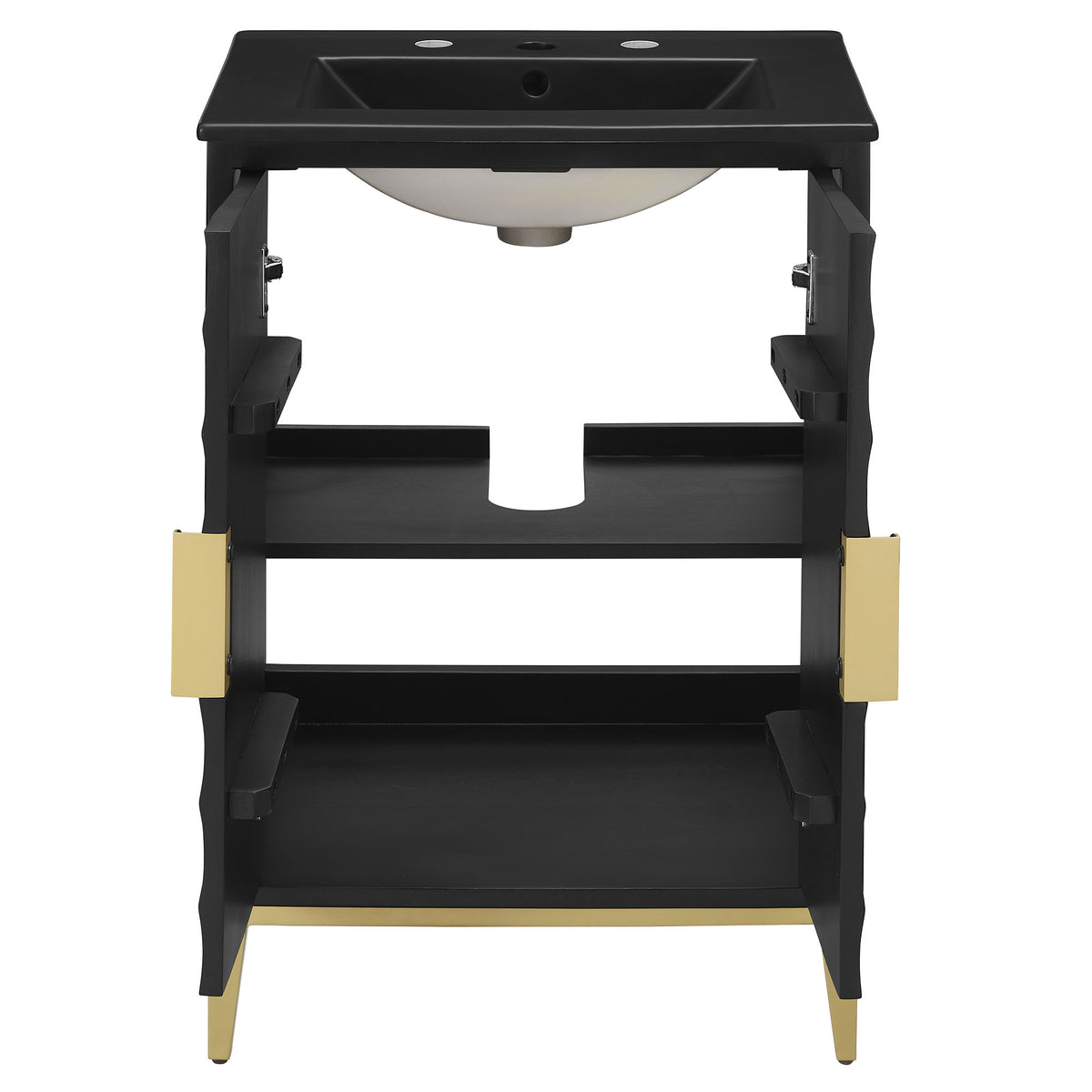 Beau 24" Wood Bathroom Vanity with Basin - Black Black