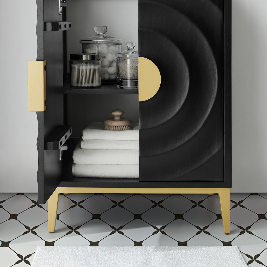 Beau 24" Wood Bathroom Vanity with Basin - Black Black