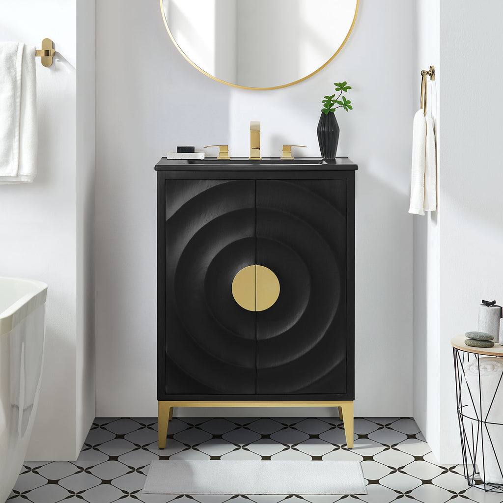 Beau 24" Wood Bathroom Vanity with Basin - Black Black