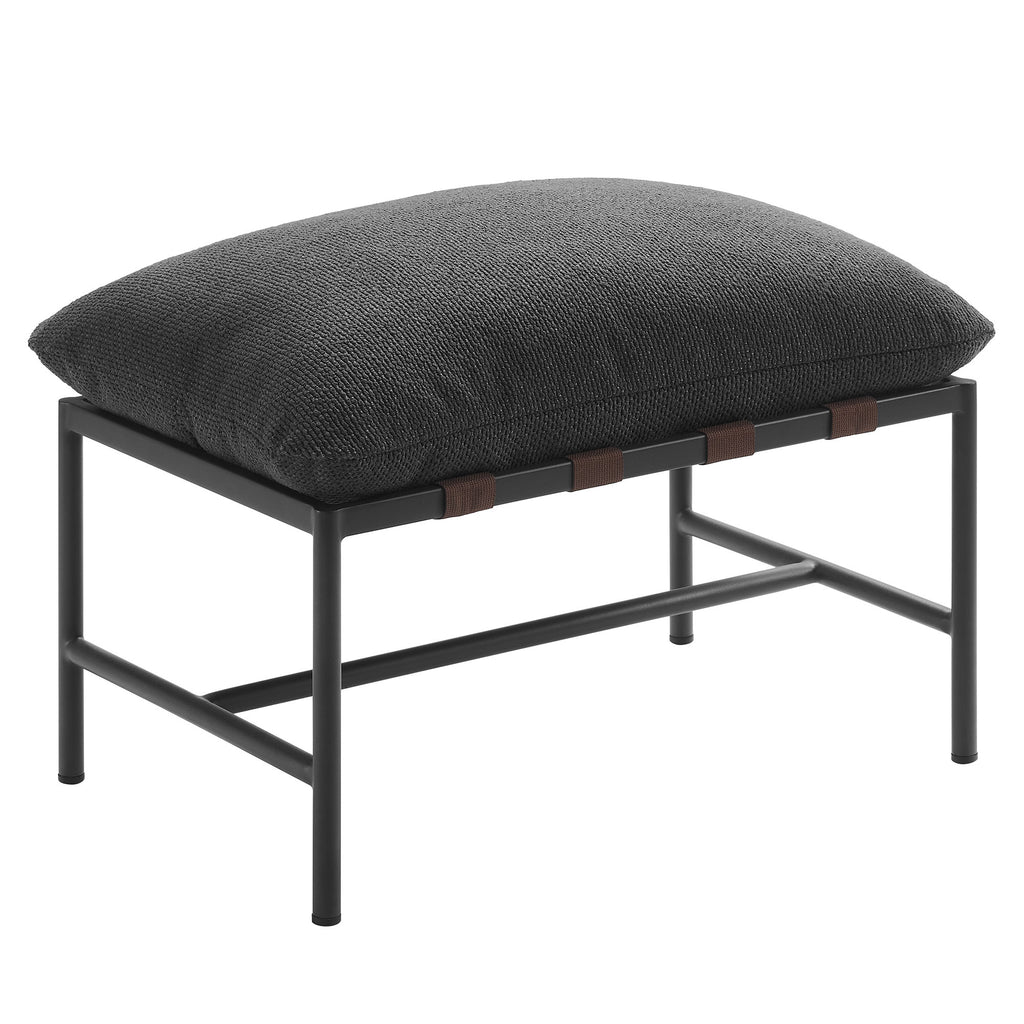 Raya Outdoor Patio Boucle Lounge Chair and Ottoman - Charcoal