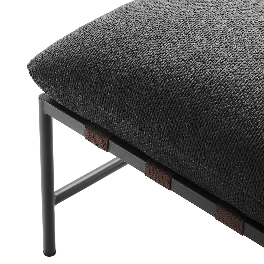 Raya Outdoor Patio Boucle Lounge Chair and Ottoman - Charcoal