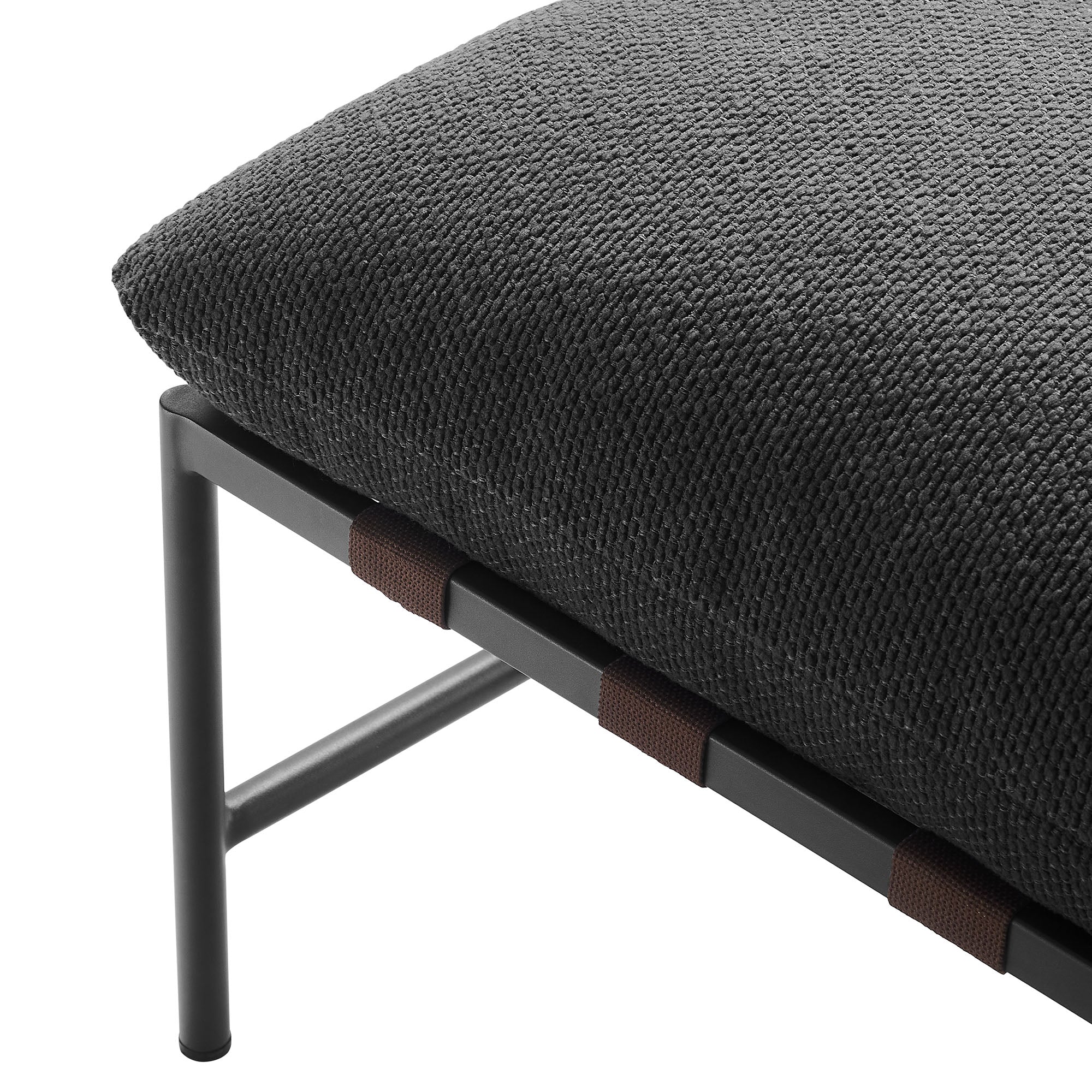 Raya Outdoor Patio Boucle Lounge Chair and Ottoman - Charcoal