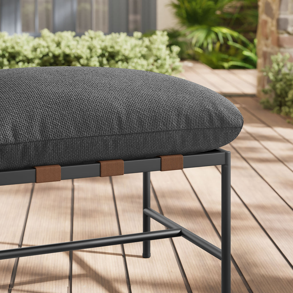 Raya Outdoor Patio Boucle Ottoman - Charcoal