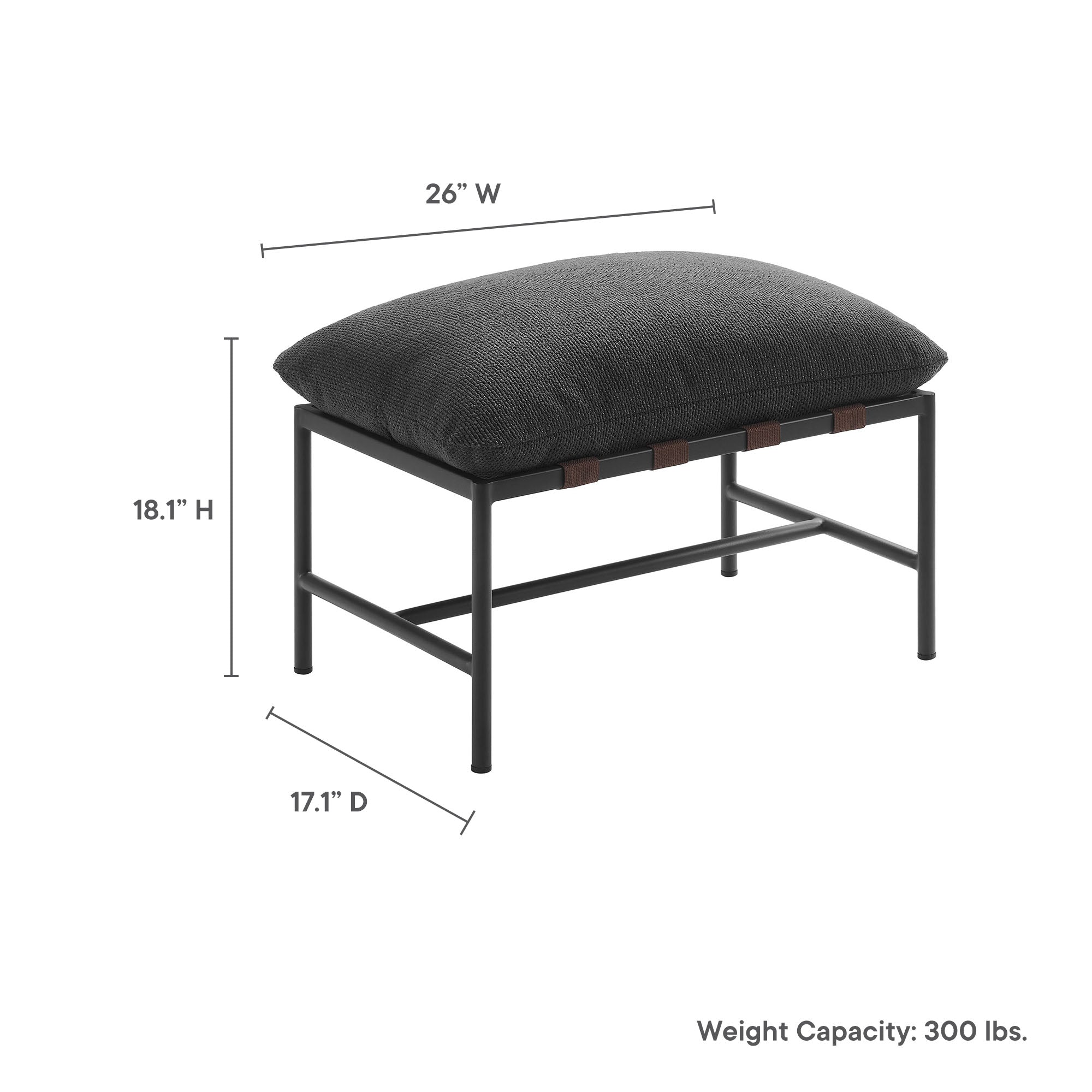 Raya Outdoor Patio Boucle Lounge Chair and Ottoman - Charcoal