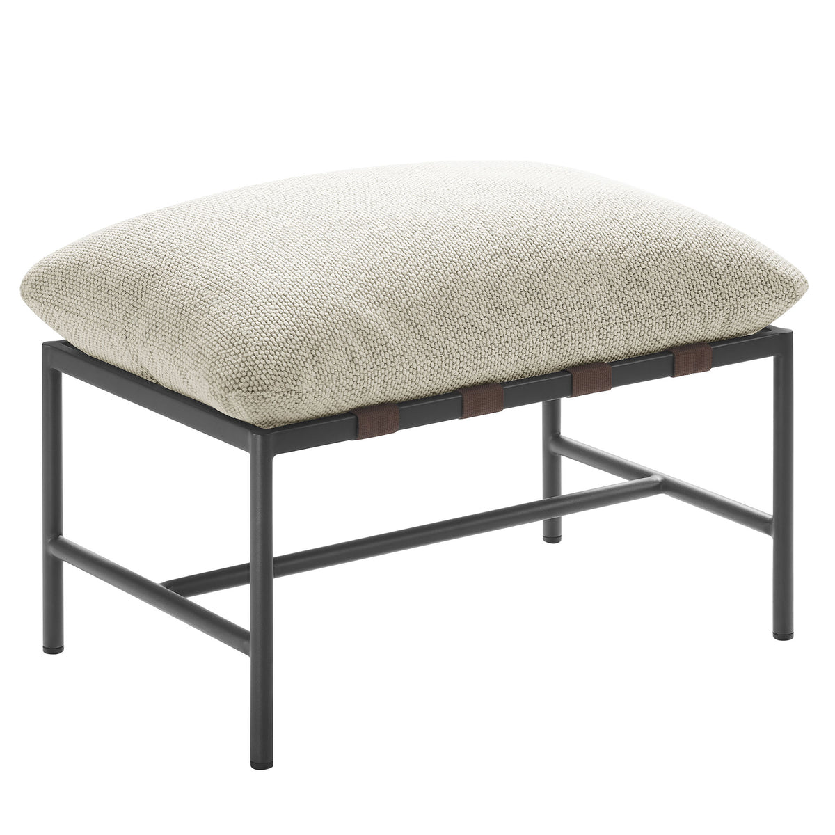 Raya Outdoor Patio Boucle Lounge Chair and Ottoman - Ivory