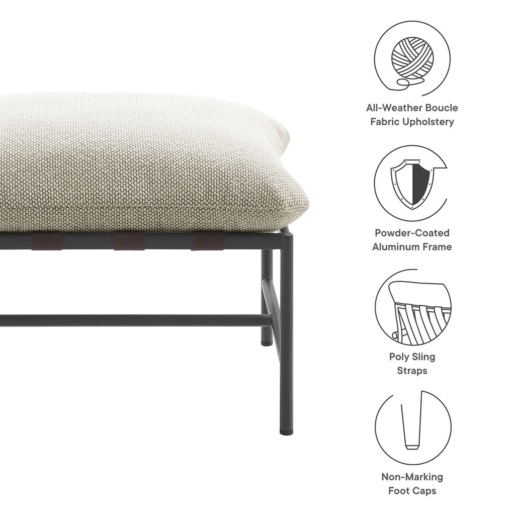 Raya Outdoor Patio Boucle Ottoman - Ivory