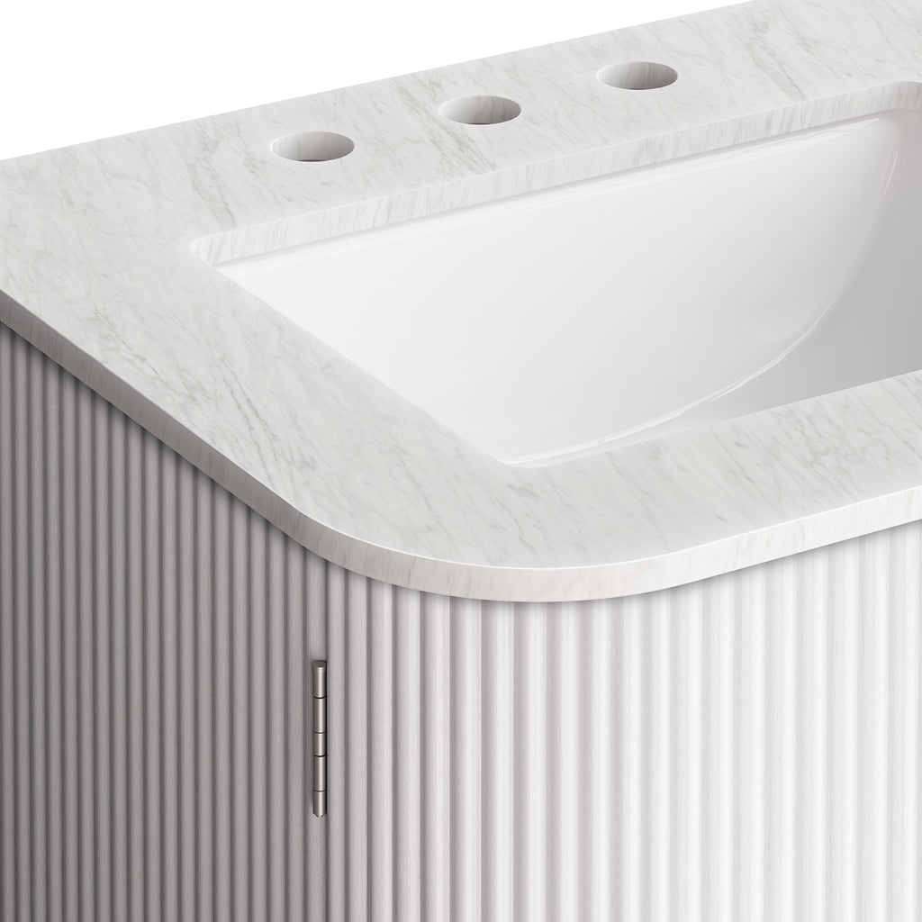 Zia 24" Wall-Mount Bathroom Vanity with Marble Sink - Ivory