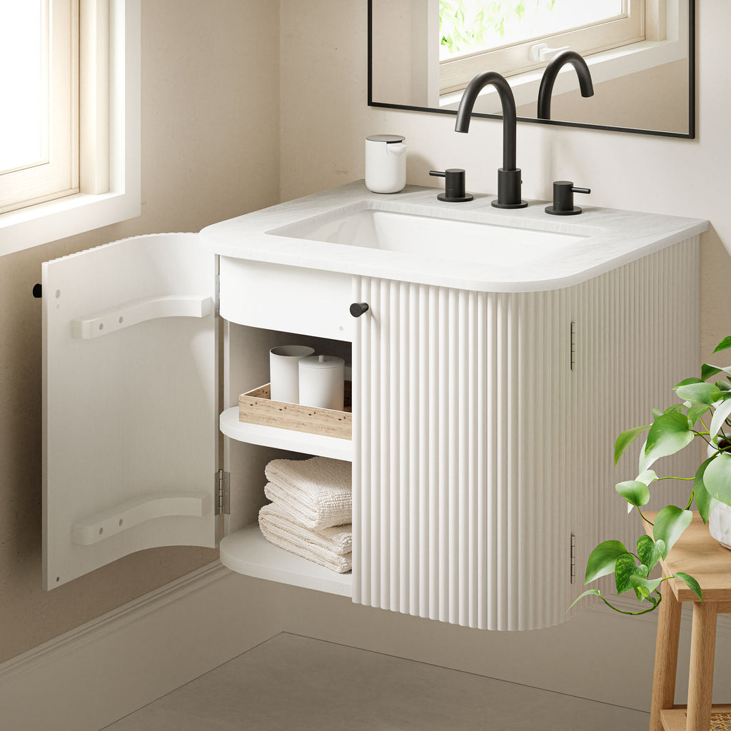 Zia 24" Wall-Mount Bathroom Vanity with Marble Sink - Ivory