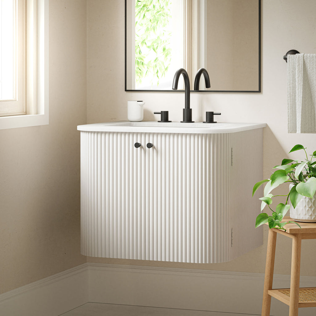 Zia 24" Wall-Mount Bathroom Vanity with Marble Sink - Ivory