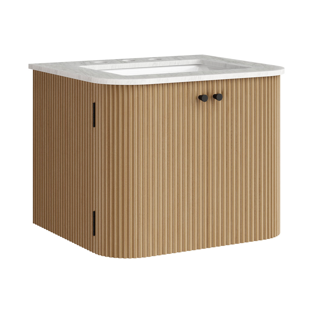 Zia 24" Wall-Mount Bathroom Vanity with Marble Sink - Natural