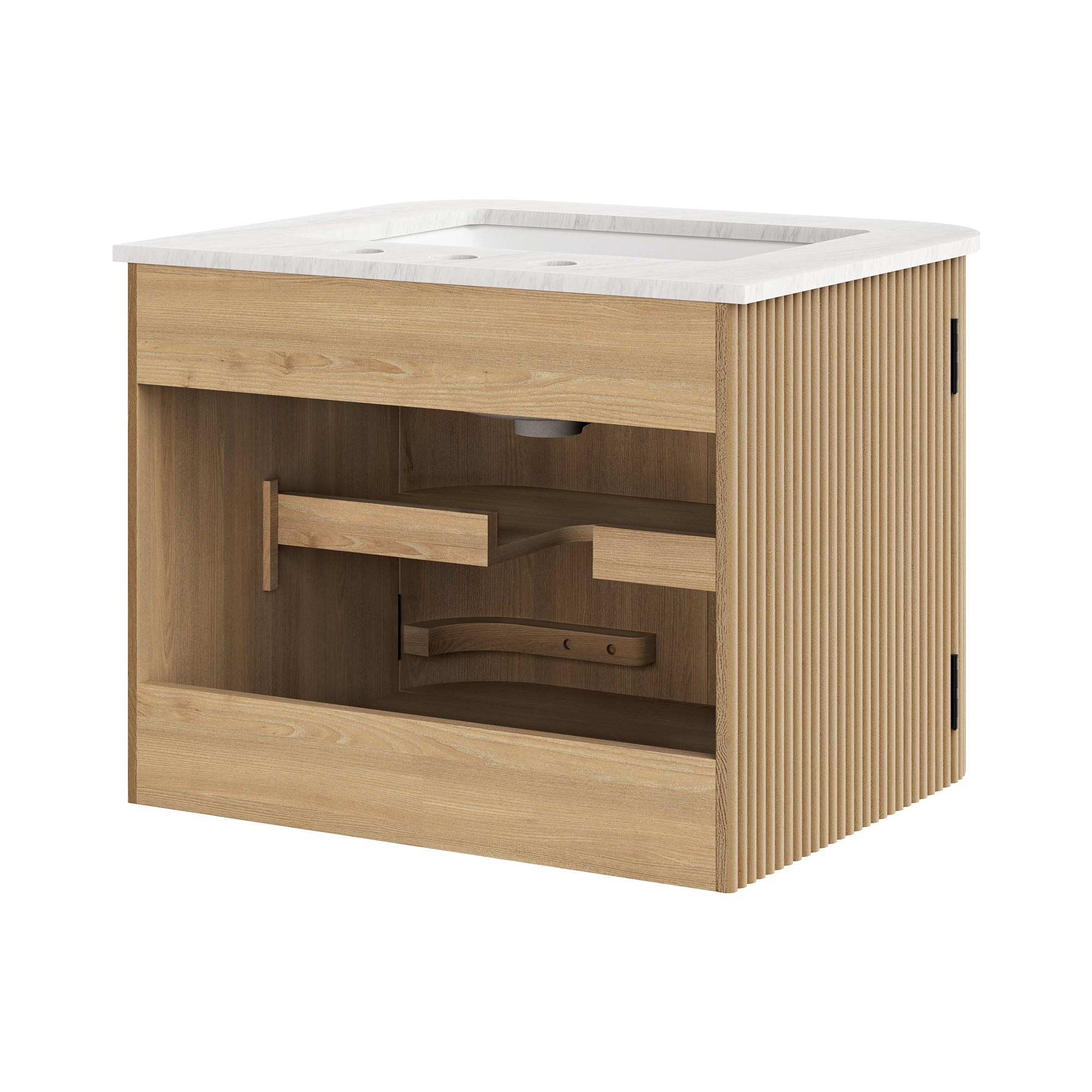 Zia 24" Wall-Mount Bathroom Vanity with Marble Sink - Natural
