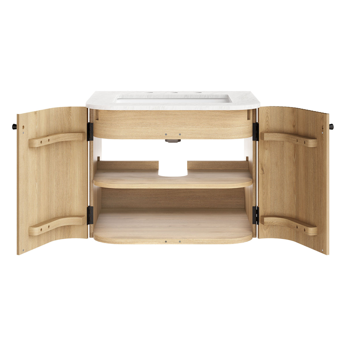 Zia 24" Wall-Mount Bathroom Vanity with Marble Sink - Natural