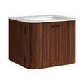 Zia 24" Wall-Mount Bathroom Vanity with Marble Sink - Walnut