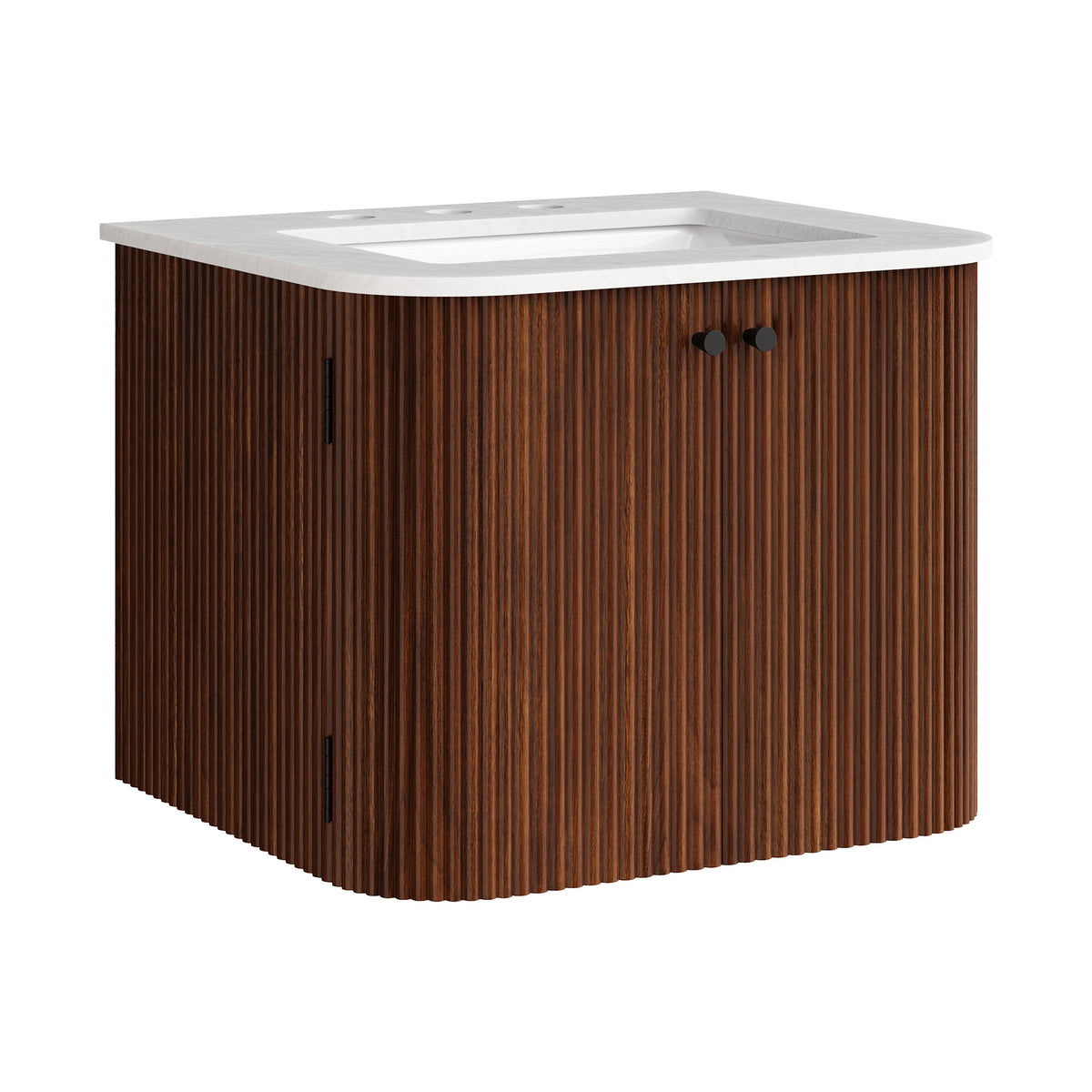 Zia 24" Wall-Mount Bathroom Vanity with Marble Sink - Walnut