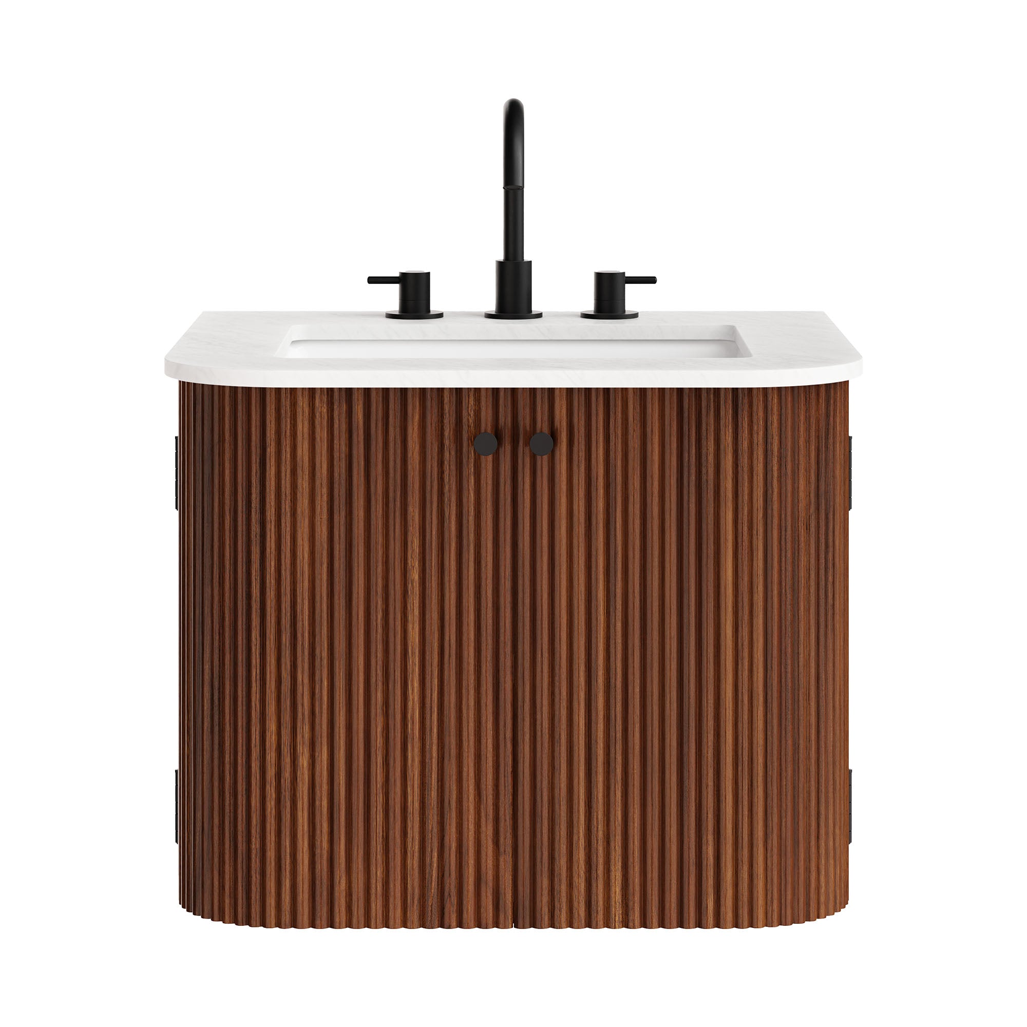 Zia 24" Wall-Mount Bathroom Vanity with Marble Sink - Walnut