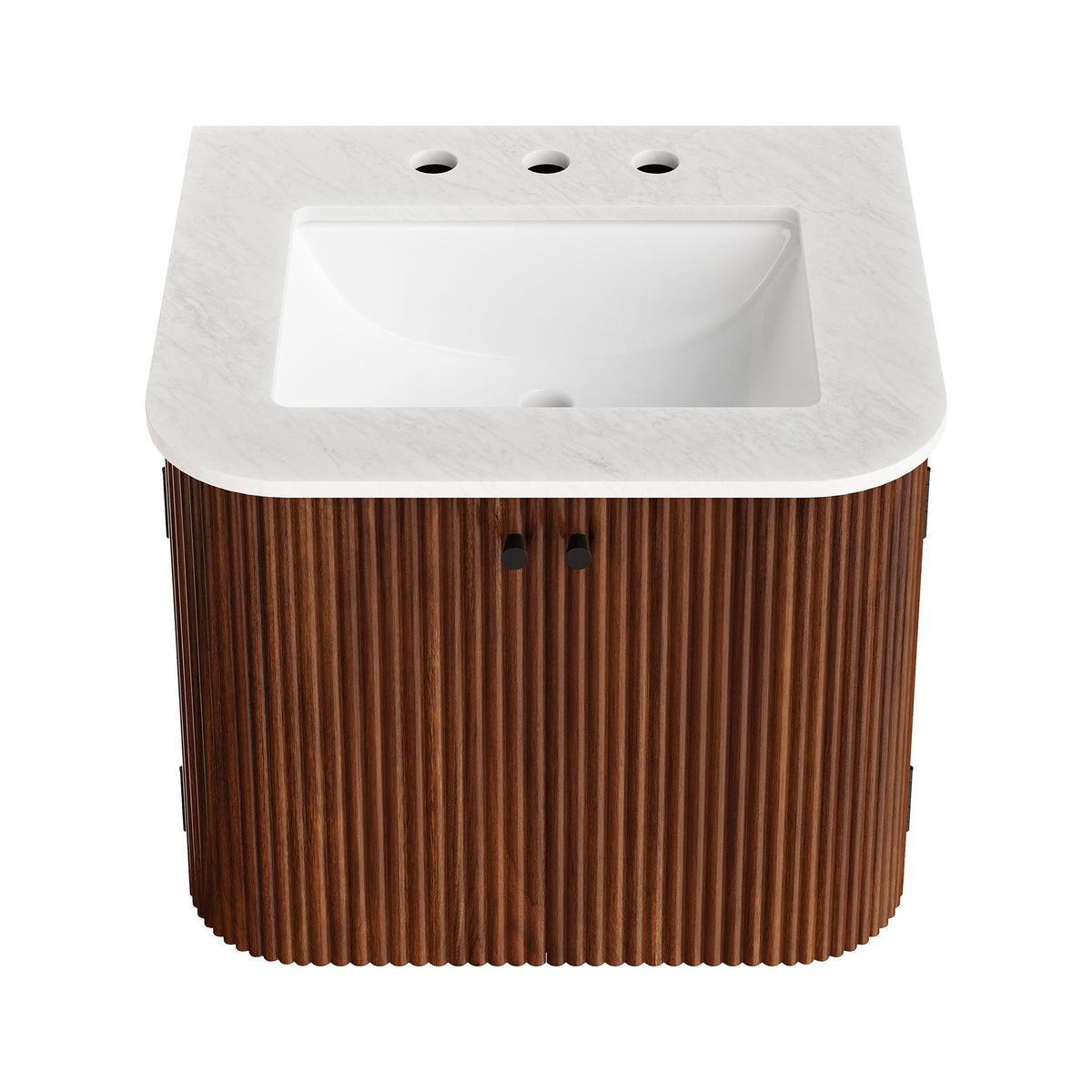Zia 24" Wall-Mount Bathroom Vanity with Marble Sink - Walnut