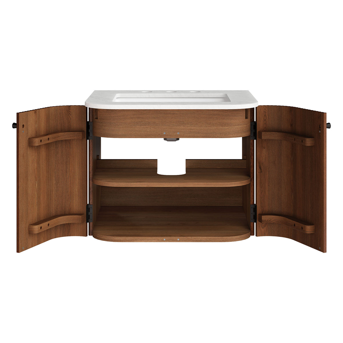 Zia 24" Wall-Mount Bathroom Vanity with Marble Sink - Walnut