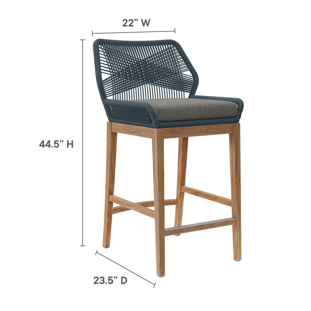 Wellspring 3-Piece Outdoor Patio Teak Wood Bar Set - Blue Graphite