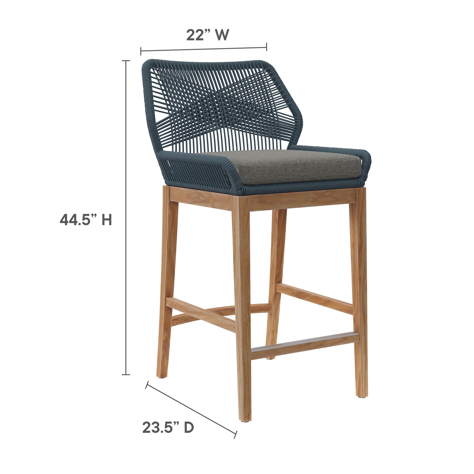 Wellspring 3-Piece Outdoor Patio Teak Wood Bar Set - Blue Graphite