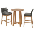 Wellspring 3-Piece Outdoor Patio Teak Wood Bar Set - Gray Graphite