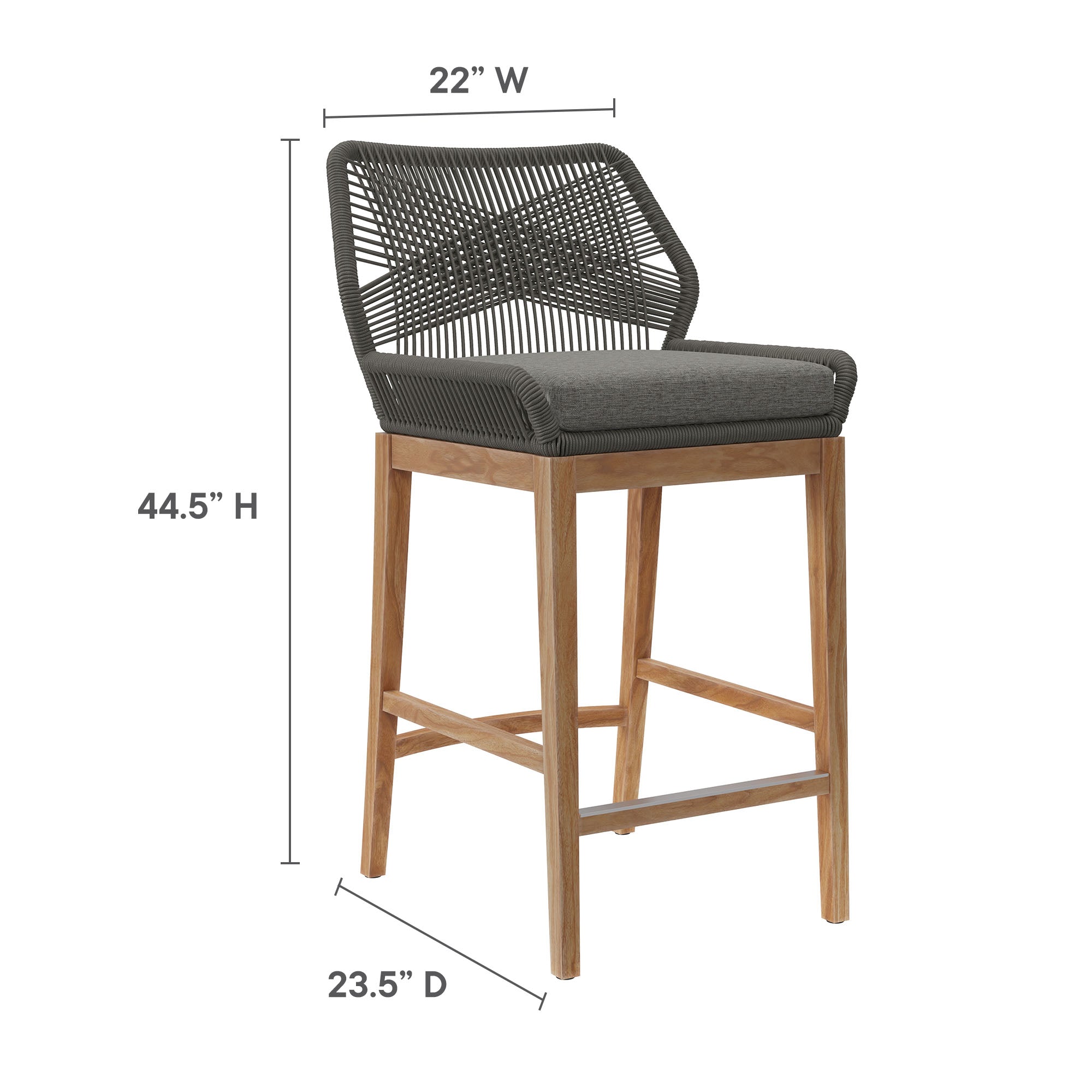 Wellspring 3-Piece Outdoor Patio Teak Wood Bar Set - Gray Graphite